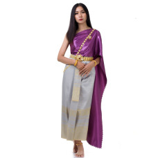 Grey Purple Thai Costume Traditional Thai Dress THAI277